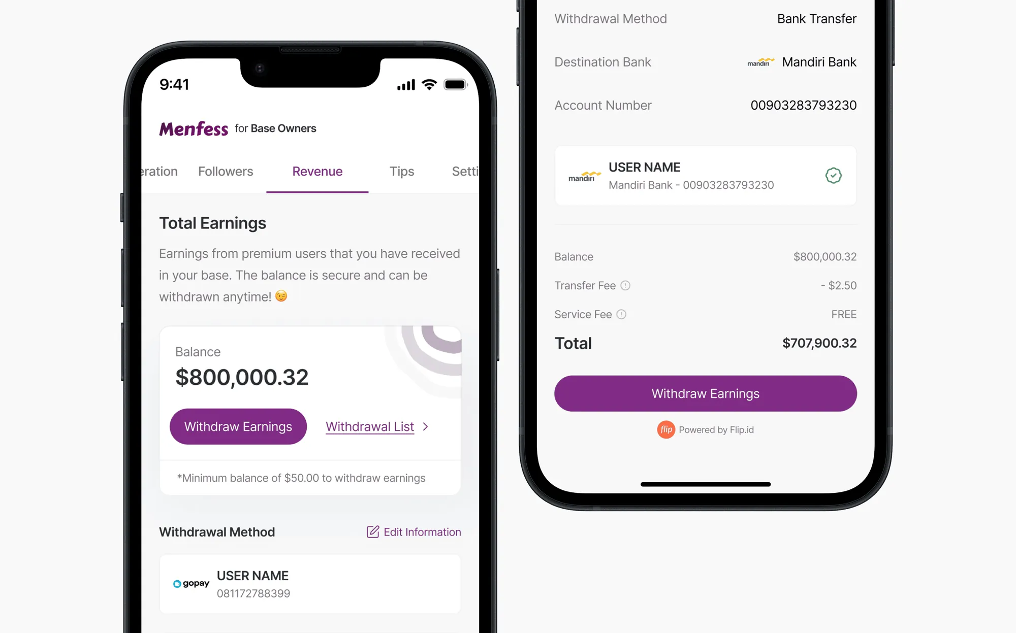 Hero overview of the Menfess.co payout feature