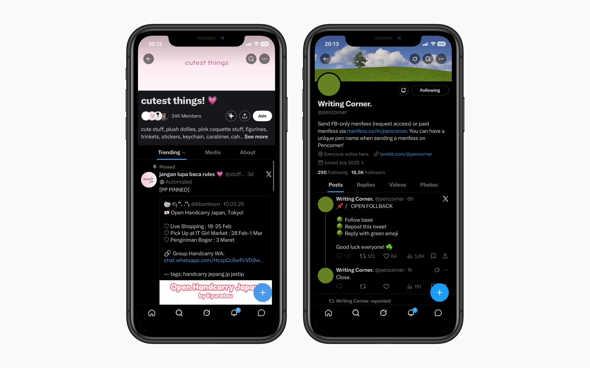 Overview of how Menfess.co community accounts work