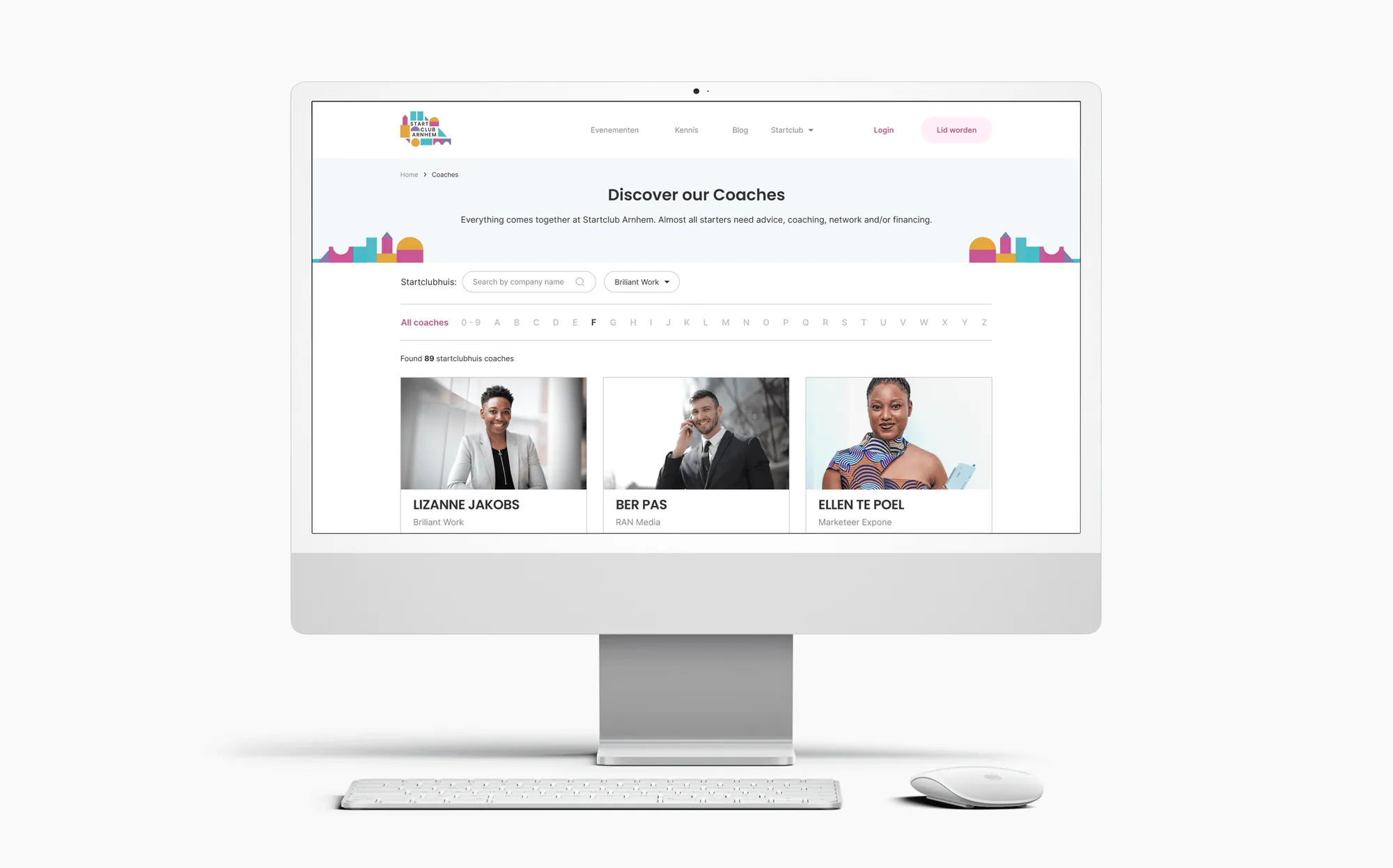 Final events page design for StartClubArnhem